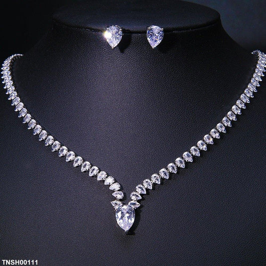 Zircon Tear Stone Necklace Set