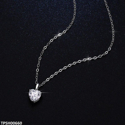 Zirconium Heart Pendant With Chain