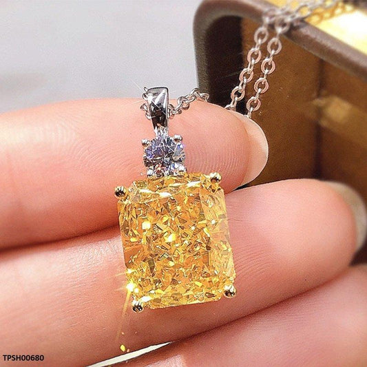 Topaz Lemon Sparkle Rectangular Pendant