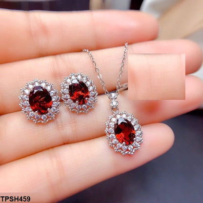 Ruby Zirconium Pendant Set