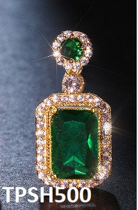 Emerald Square Pendant Set