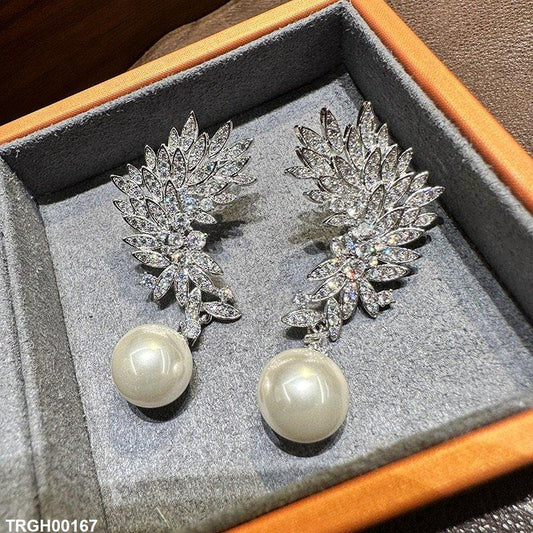 Leaf Pearl Drop Earrings