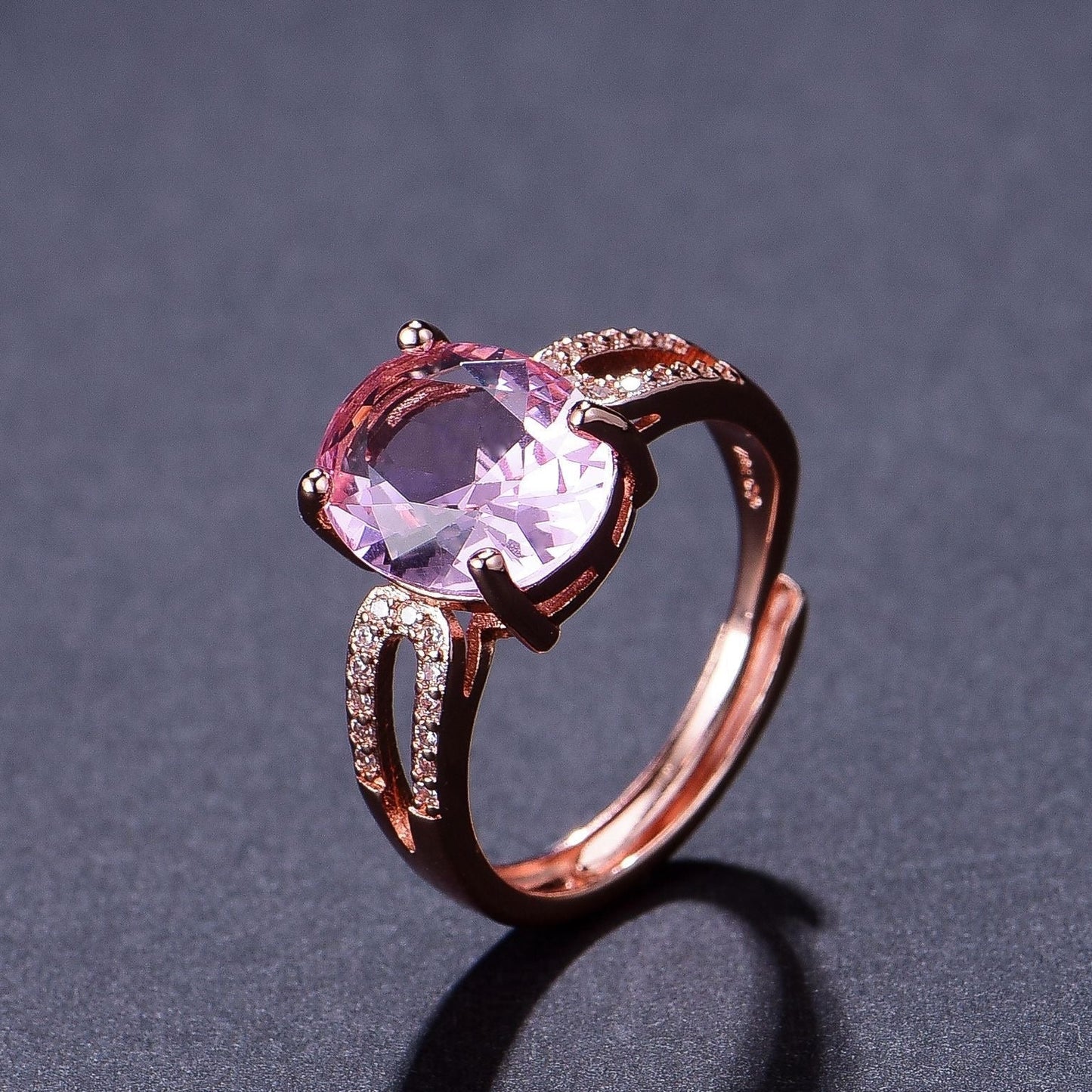 Rose Gold Oval Ring Adjustable