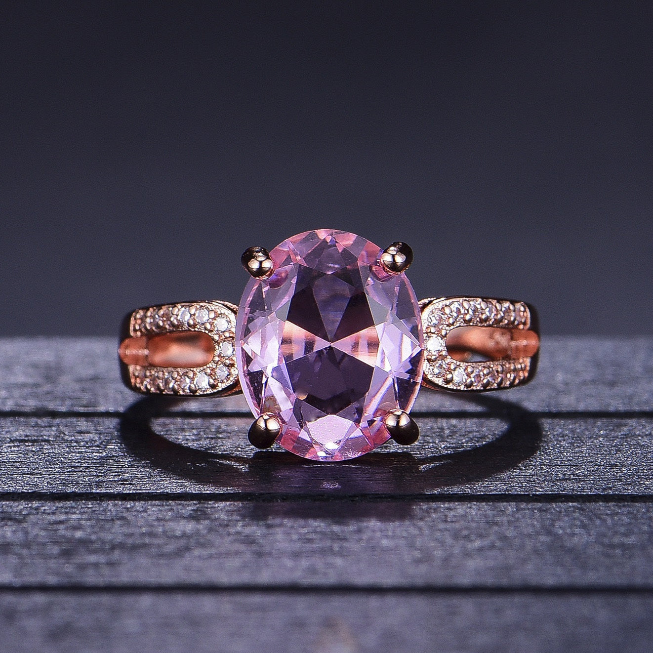 Rose Gold Oval Ring Adjustable