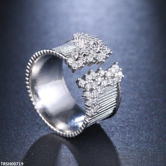 Sterling Zircon Studded Round Ring
