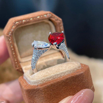 Double Stone Tear Adjustable Ring
