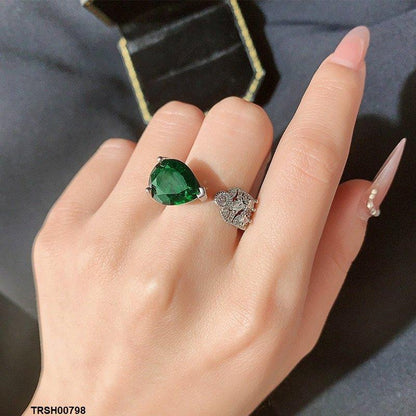 Emerald Princess Tear Stone Ring Adjustable