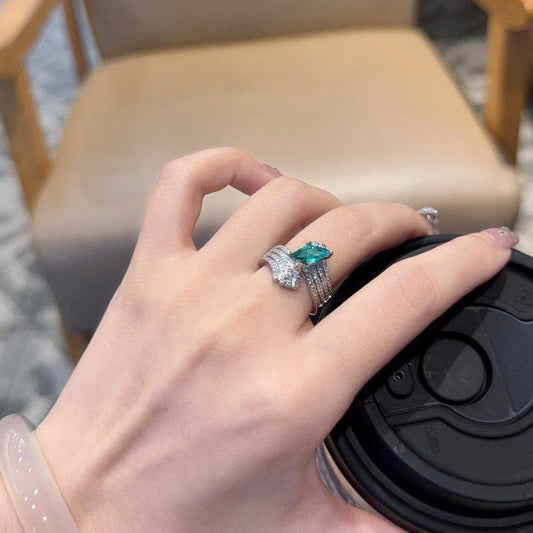 Emerald cross Adjustable Ring