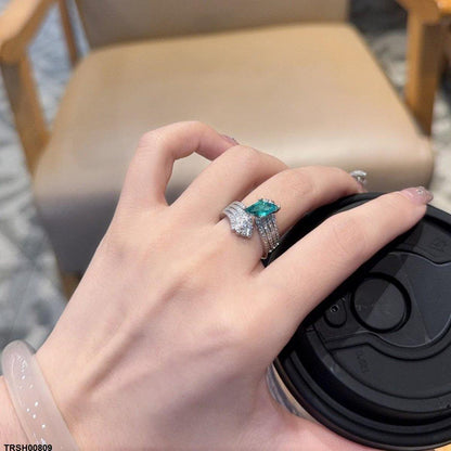 Emerald cross Adjustable Ring