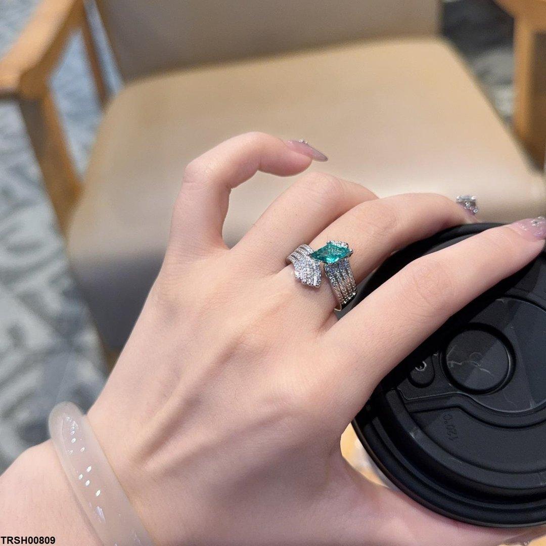 Emerald cross Adjustable Ring