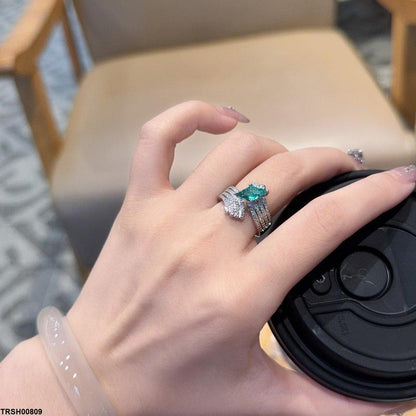 Emerald cross Adjustable Ring