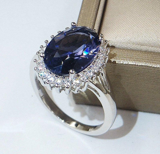 Sapphire Oval Blue Stone Ring