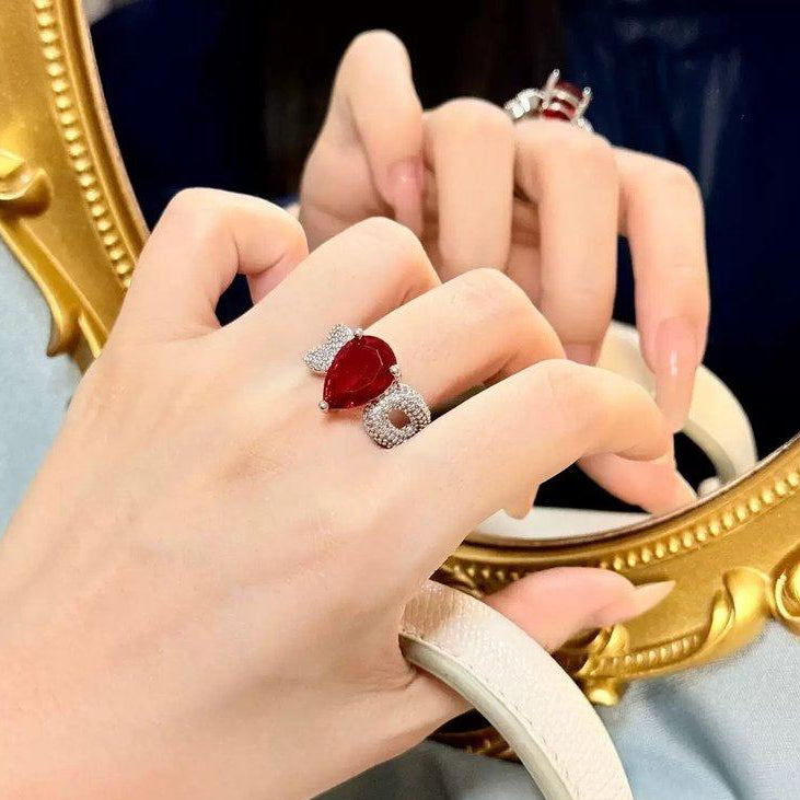 Scarlet Red Stone Ring Adjustable