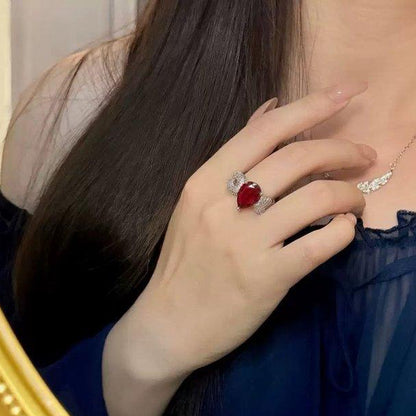 Scarlet Red Stone Ring Adjustable