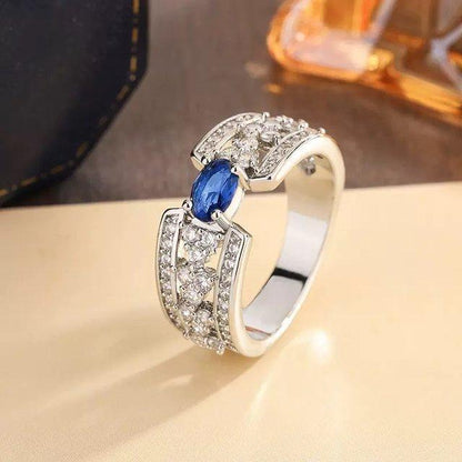 Sapphire Oval  Blue Stone Ring