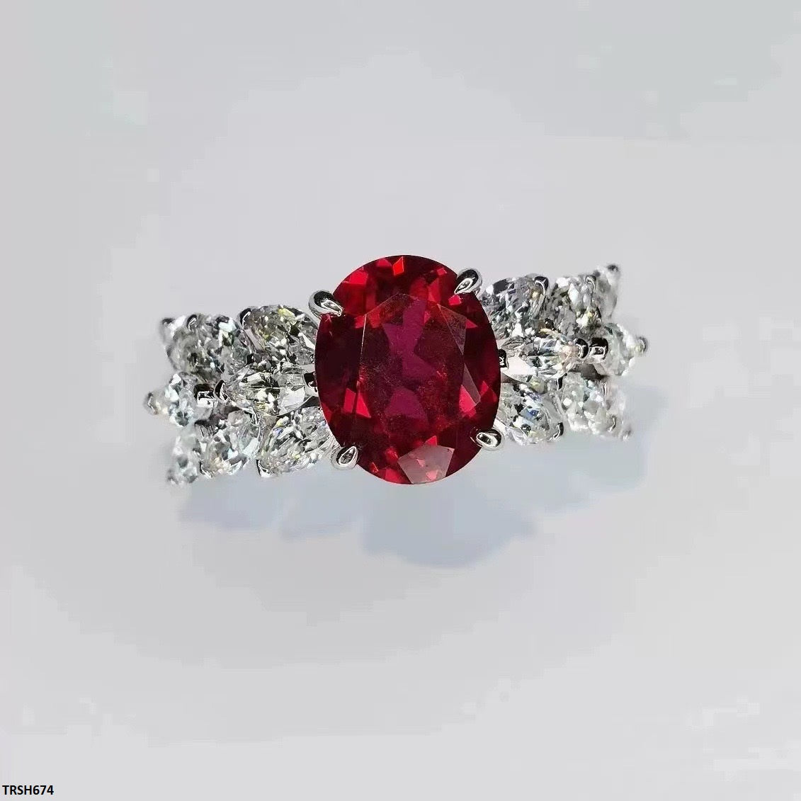 Ruby Zirconium Ring Adjustable