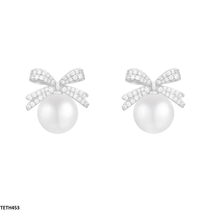 Timeless Brass and Pearl Bow Earrings 