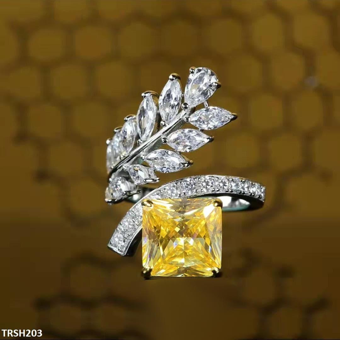 Topaz Twisted Flower Zircon Studded Ring close-up  