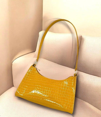 Amber Croc Shoulder Bag