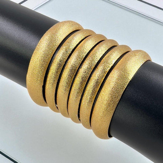 Gold Plated Sandblasted Bangles 6 Pcs Set