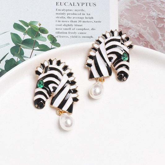 White Black Zebra Earrings - Havenon Store