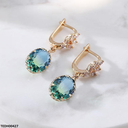 Aqua Zircon Oval Drop Earrings - Havenon Store
