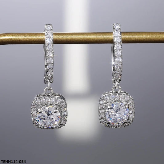 Zircon Studded Cushion Hoops Pair - Havenon Store