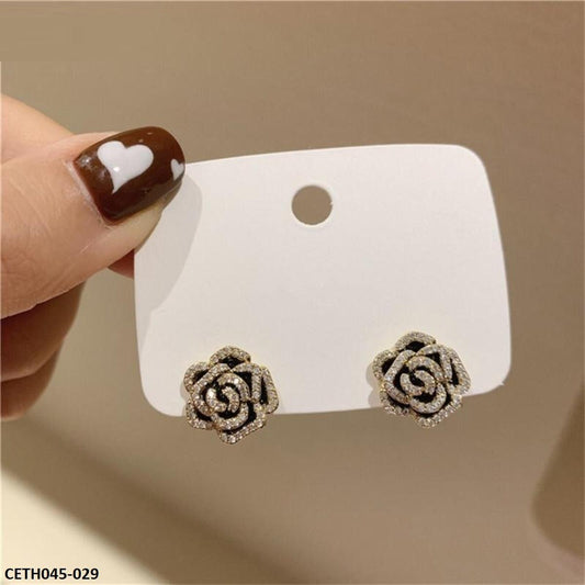 Zircon Studded Flower Tops Pair Rose - Havenon Store