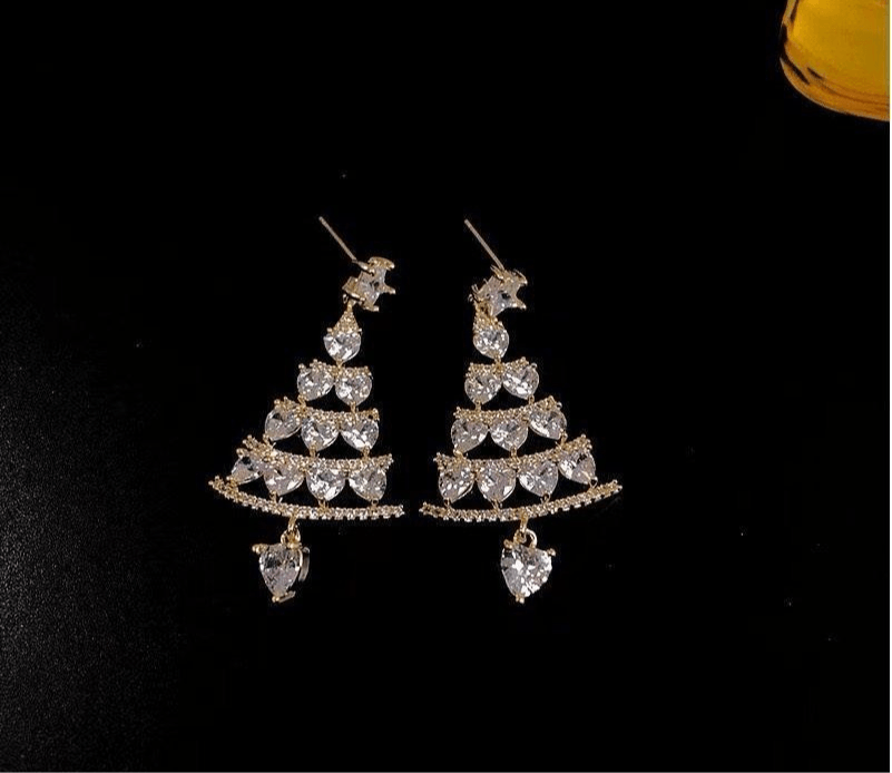 Zircon Tree-Shaped Heart Drop Earrings - Havenon Store