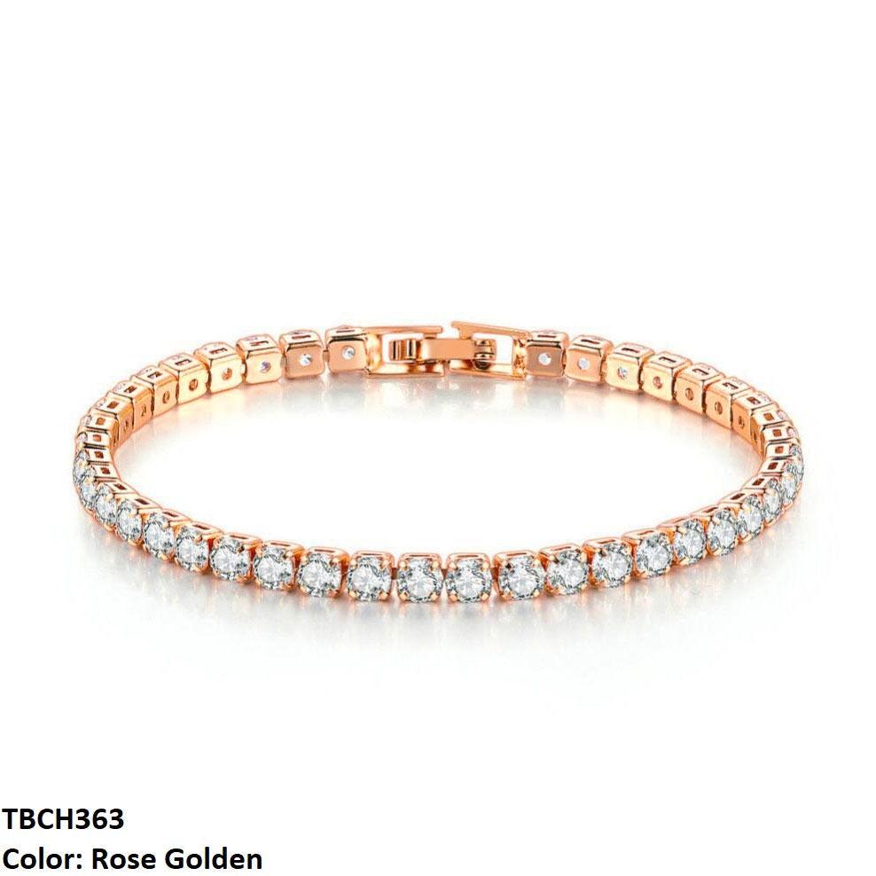 Zircon bracelet with round golden link pattern  