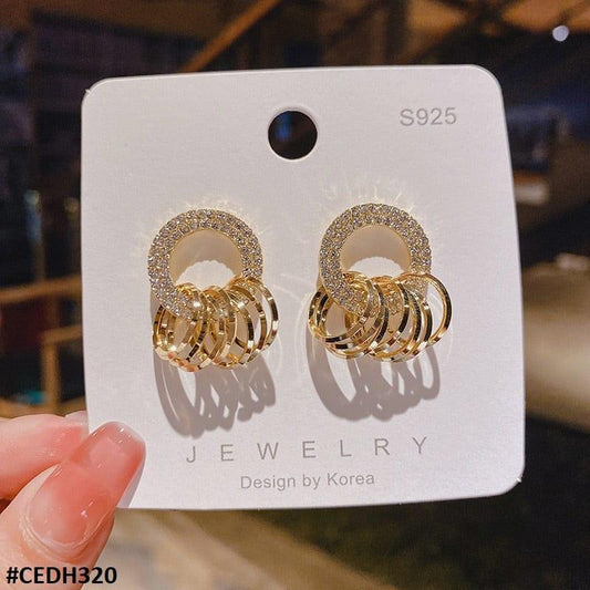 Zirconia Circle Ear Drops Earrings - Havenon Store