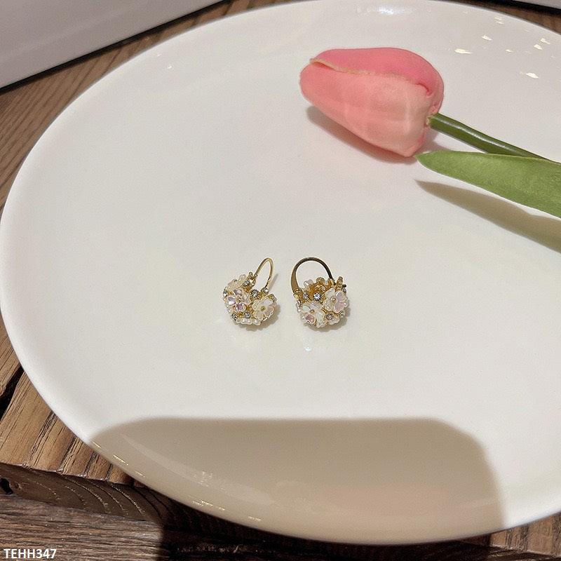 Zirconia Flower Ear Hoops Pair - Havenon Store