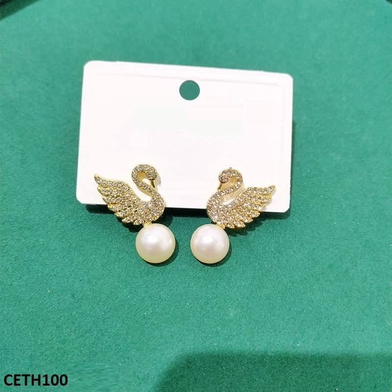 duck-shaped pearl earrings