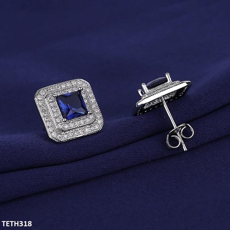 high square Zircon Sapphire Sterling Tops