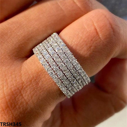 5 line crystal cubic Zirconia Ring - Havenon Store