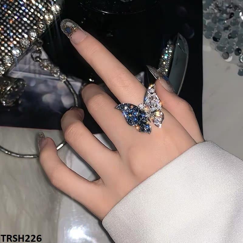 White/Blue Butterfly Zircon Adjustable Ring - Havenon Store