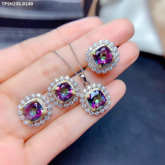 Amethyst Cushion Pendant Set - Havenon Store