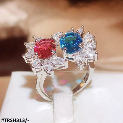 Aqua/Red Zircon Adjustable Ring - Havenon Store