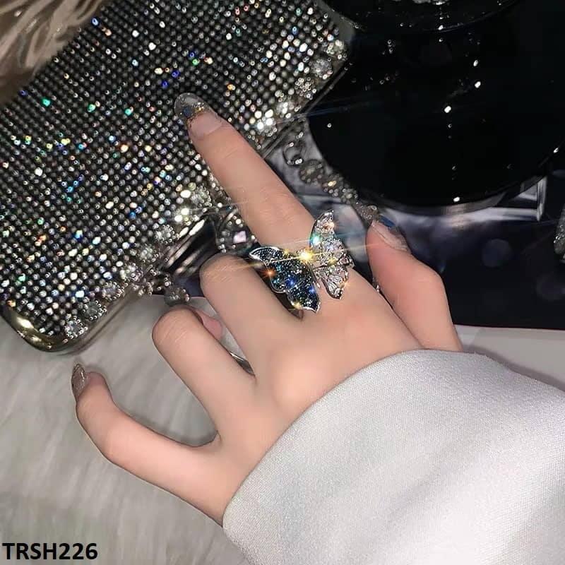 White/Blue Butterfly Zircon Adjustable Ring - Havenon Store