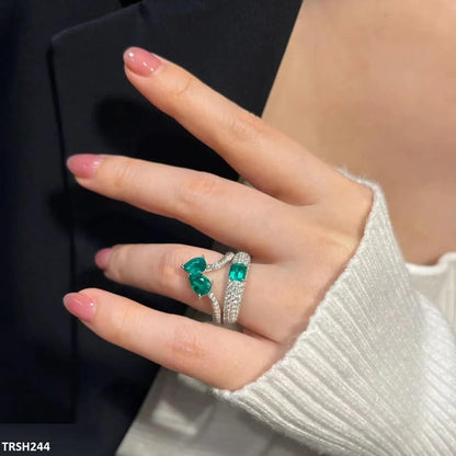 Emerald Join Tear Zircon Adjustable Ring - Havenon Store
