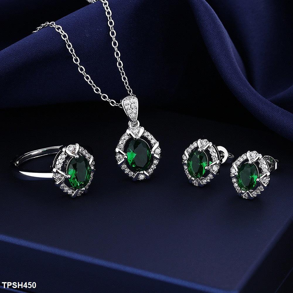 Emerald Oval Bracket Pendant Set - Havenon Store