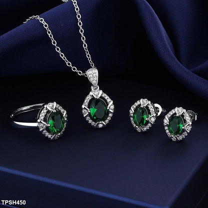 Emerald Oval Bracket Pendant Set - Havenon Store