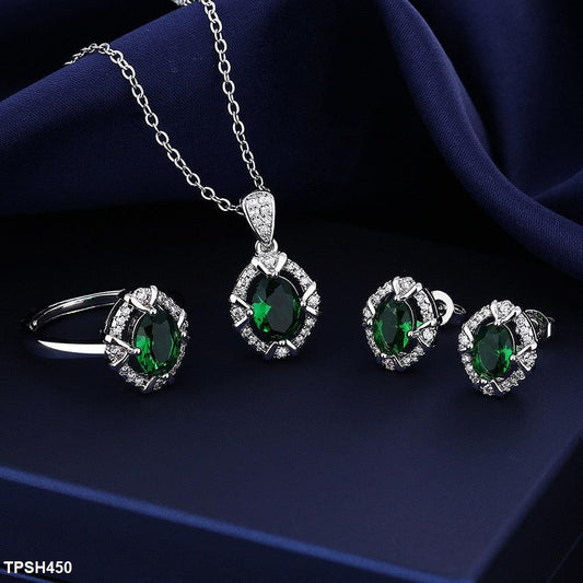 Emerald Oval Bracket Pendant Set - Havenon Store
