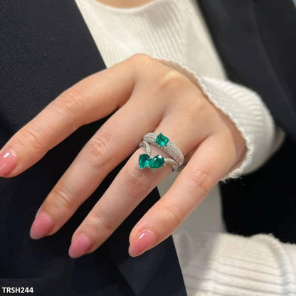 Emerald Join Tear Zircon Adjustable Ring - Havenon Store