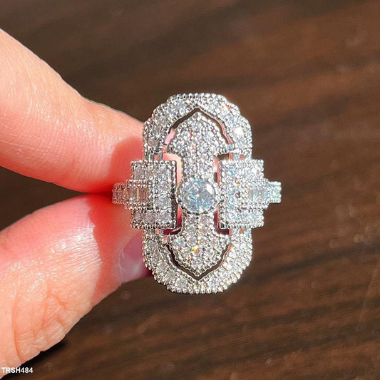 Huitan Zircon Rectangle Ring - Havenon Store
