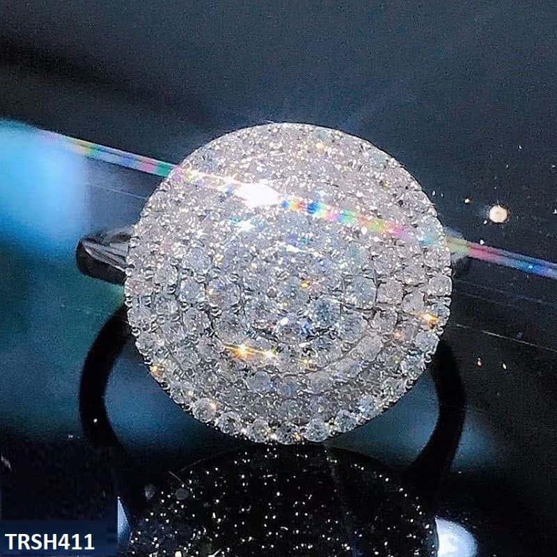 Silver Layered Full Zircon Studded Circle Ring - Havenon Store