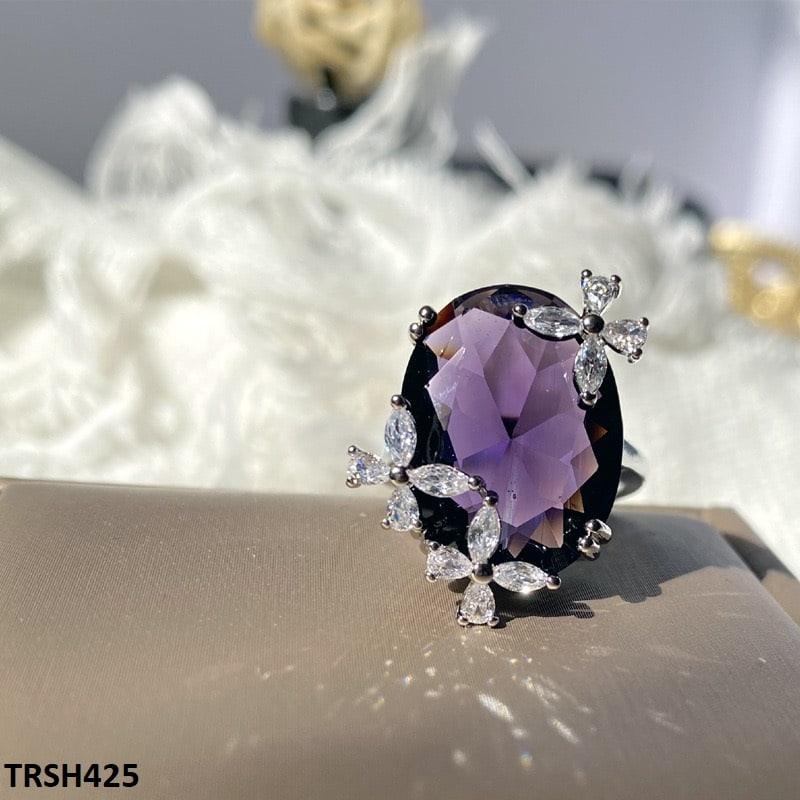 Zircon Amethyst Flower Adjustable Ring - Havenon Store
