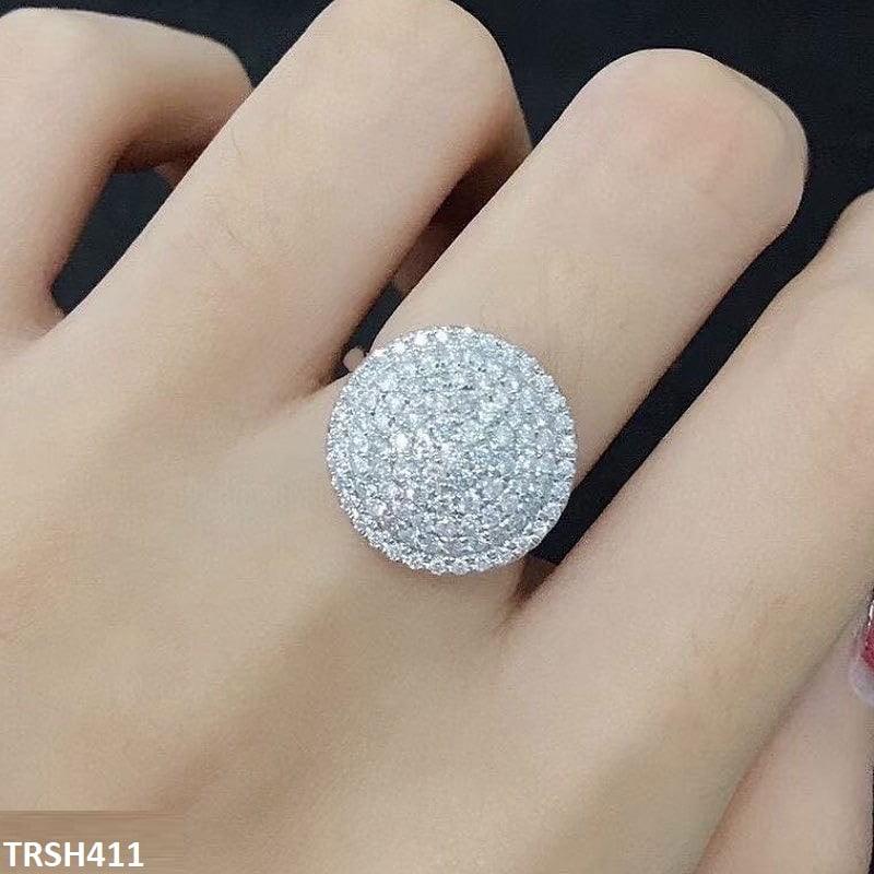 Silver Layered Full Zircon Studded Circle Ring - Havenon Store