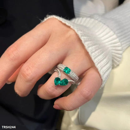 Emerald Join Tear Zircon Adjustable Ring - Havenon Store