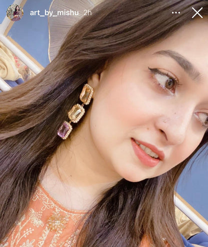 Zircon Cubic Rectangle Teardrop Earrings - Havenon Store